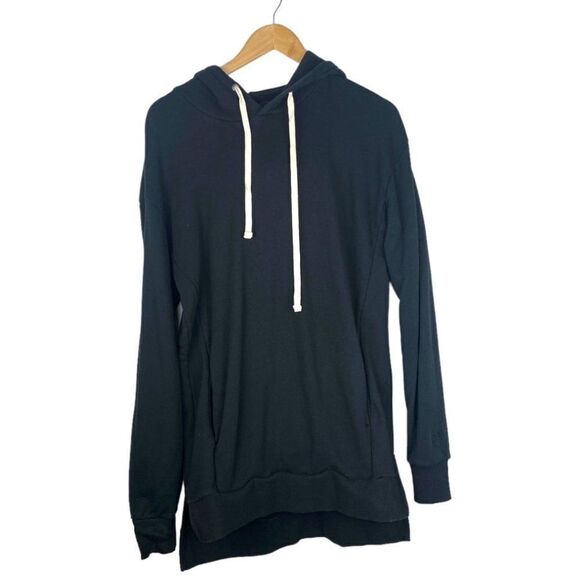 Zanerobe mens Black Flintlock Elongated Split Side Slit Oversized Hoodie US S - Picture 5 of 14